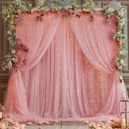 10x10ft Dusty Rose Tulle Backdrop Curtain - Image 9
