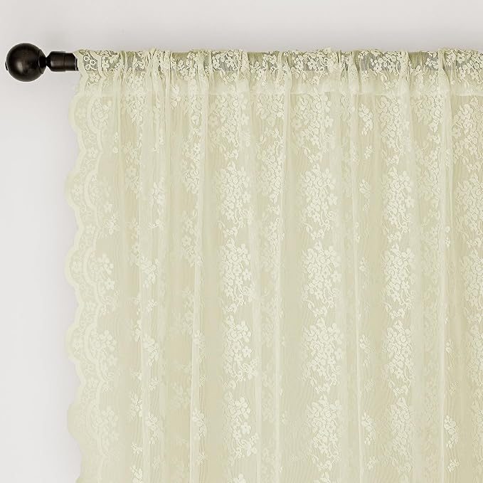 Anmao Vintage Lace Curtains 54 Inches Long 2 Panels Set, Romantic Elegant Light - Image 5