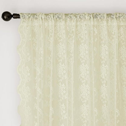 Anmao Vintage Lace Curtains 54 Inches Long 2 Panels Set, Romantic Elegant Light - Image 5