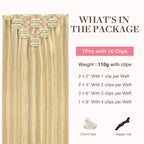 GOO GOO Clip in Hair Extensions Real Human Hair, Remy Human Hair Extensions Clip ins for Women, Natural Human Hair, 24inch 140g 7Pcs, #18D/22F Dirty Blonde Highlights
