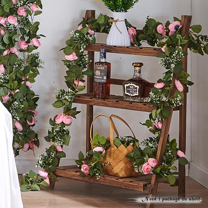 Artificial Flower Garland 2pcs 5.4ft Floral Rose Vine Decor, Hanging Faux Roses - Image 9