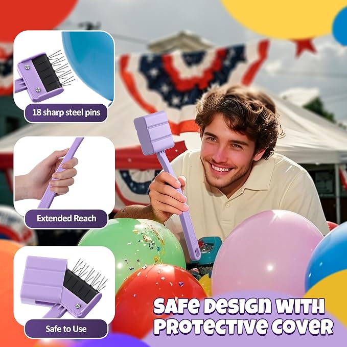 Enhon Balloon Popper Tool with 15 Steel Pins, Safe Balloons Popping Tool with - Image 4