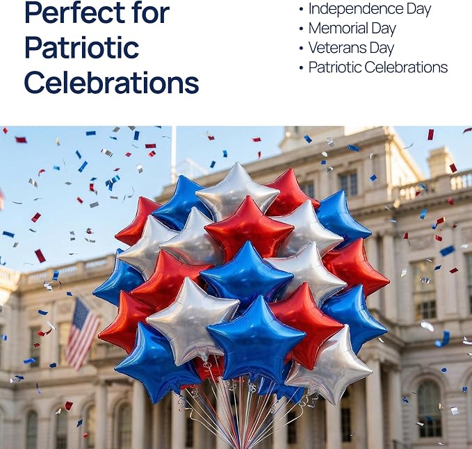Dream Decor Patriotic Star Balloons 30 Pack – 18 Inch Red, Memorial Day - Image 7
