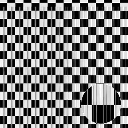 Crosize 2 Pack Black and White Party Streamers Backdrop, 3.3 x 9.9 ft | Tinsel by Crosize