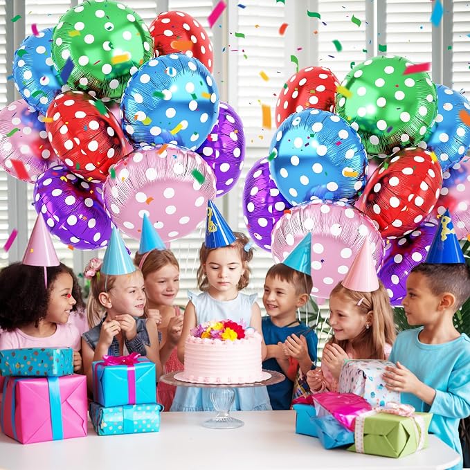 20PCS Mixed Color Round Foil Balloons, 18 Inch Round Shaped Foil Balloon - Image 4