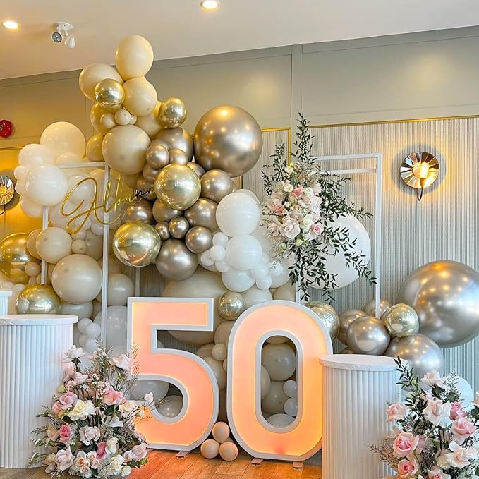Gold and White Balloons, 12 Inch Gold Balloons, Nude Metallic Champagne Gold - Image 4