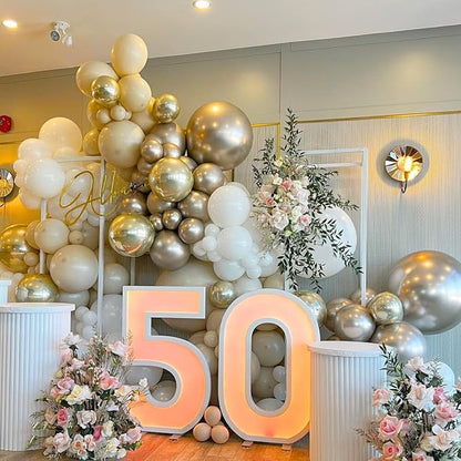 Gold and White Balloons, 12 Inch Gold Balloons, Nude Metallic Champagne Gold - Image 4