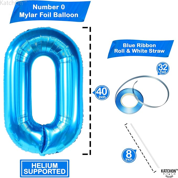 KatchOn Blue 0 Number Balloons 40 Inch | 0 Digit Balloon - Image 4