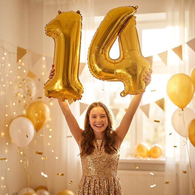 Number 14 Balloon Foil Mylar Balloons - Image 2