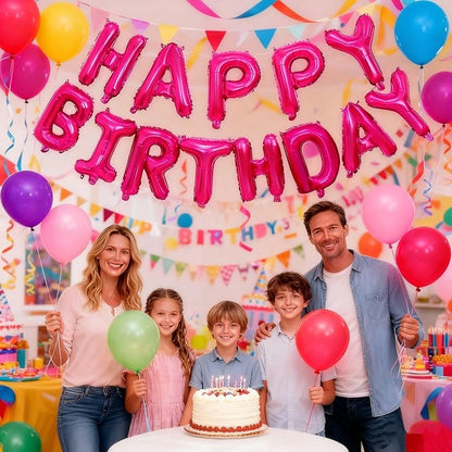 16" Happy Birthday Foil Letter Balloons Banner Set | Alphabet Balloons - Image 4