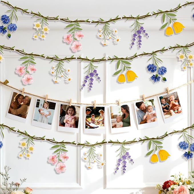 JIAYIQI 2PCS Wildflower Party Decorations, 7.9FT Pre-Strung Floral Garlands - Image 7