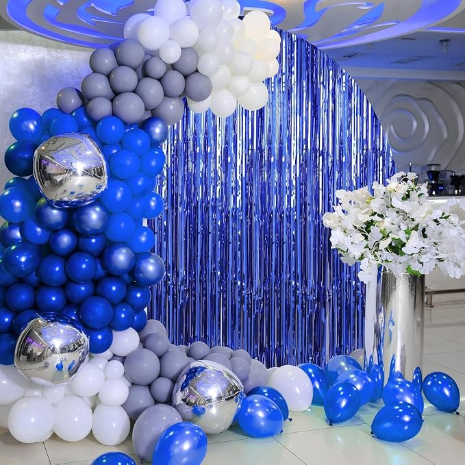 Crosize 8 Pack Dark Blue Party Streamers Backdrop, 3.3 x 9.9 ft | Tinsel Foil - Image 2