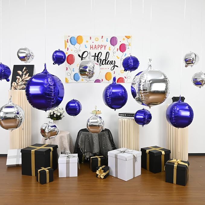 Purple Silver Round Foil Balloons - Image 5