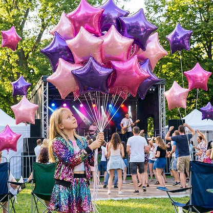 Purple Pink Star Foil Balloon, 18 Inch Metallic Dark Light Pink Purple Stars - Image 6