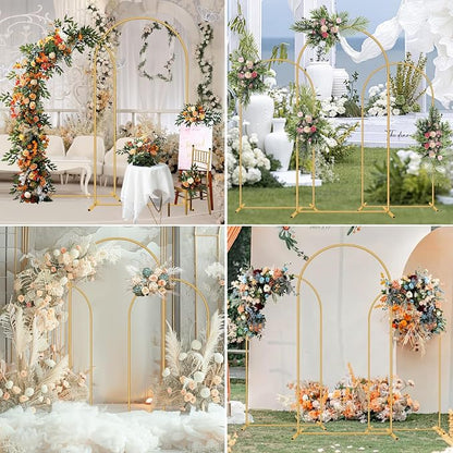3 Pack Metal Wedding Arch Backdrop Gold Balloon Stand | - Image 3