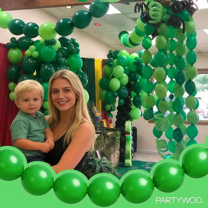 PartyWoo Green Linking Balloons 100pcs 6 Inch Green Link Balloons | - Image 2