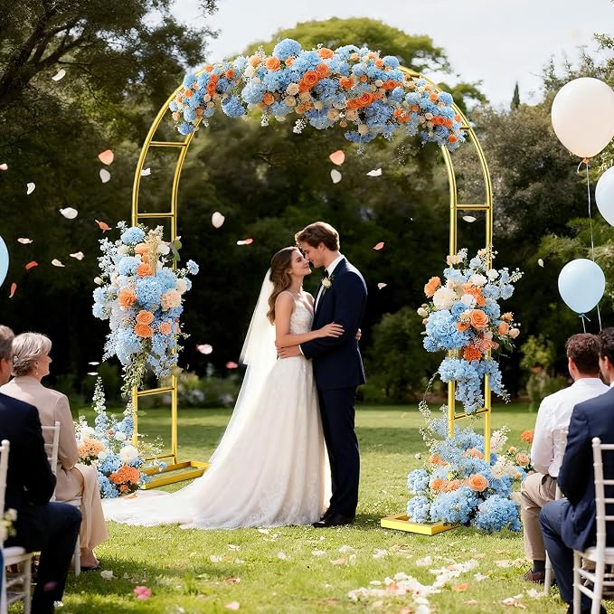 7.2FT Metal Wedding Arch Backdrop Stand Gold Arbor Frame - Image 2