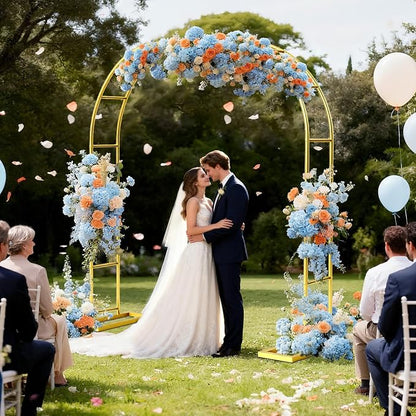 7.2FT Metal Wedding Arch Backdrop Stand Gold Arbor Frame - Image 2