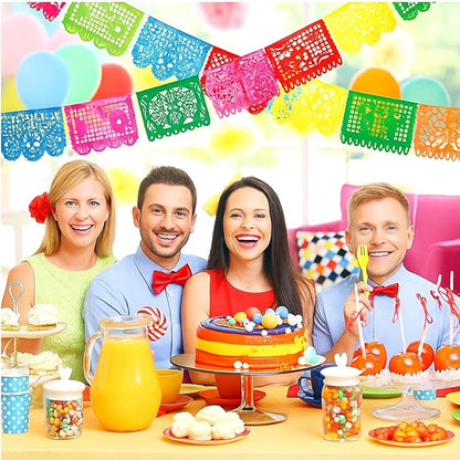 Boao 4 Packs 60 ft Mexican Party Decorations Fiesta Banner Plastic Papel Picado - Image 5