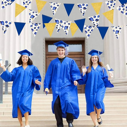 Navy Gold Graduation Decorations 2026 Blue Gold Grad Hat Cap Banner Triangle - Image 5