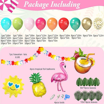 170Pcs Flamingo Tropical Luau Summer Balloon Arch Garland Kit | Hot Pink Olive - Image 3