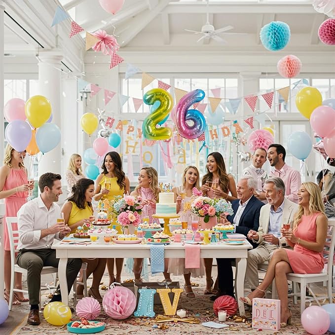 TONIFUL Number Balloon 16 Inch 10 Pcs Colorful 0-9 Birthday Number Balloons | - Image 4
