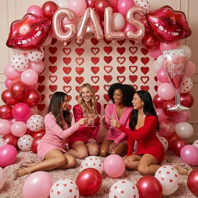 Galentines Day Party Decorations hot pink and pink Balloon Arch Garland Kit - Image 5