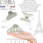 Camila Paris CP3637 French Hair Clip for Women Thick Hair for Long Curly Wavy Hair, Gray, Girls Hair Claw Clips Fashion Styling Hair Accessories for Women, Strong Hold No Slip Grip, Made in France
