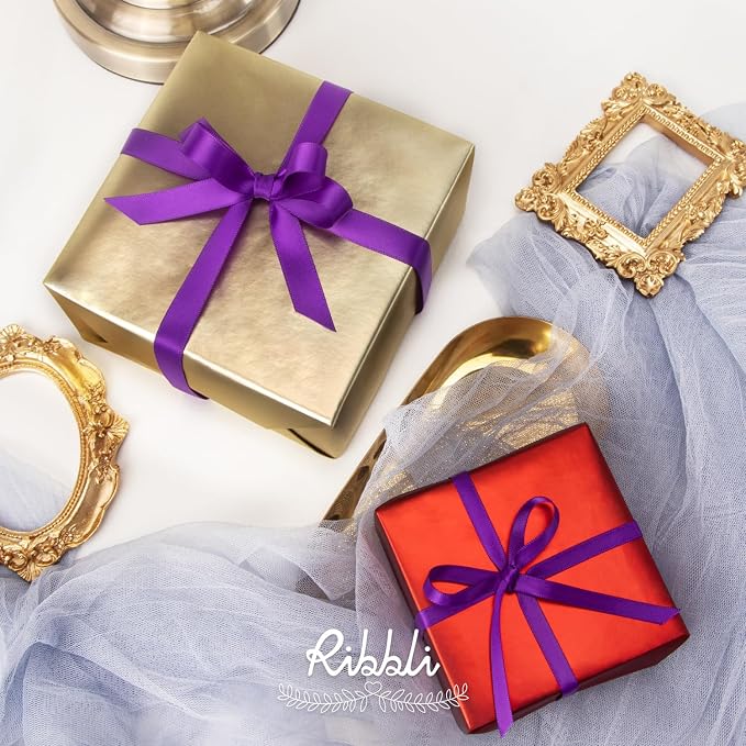 Ribbli Purple Satin Ribbon Double Faced Satin 1/2 inch x Continuous 50 - Image 3
