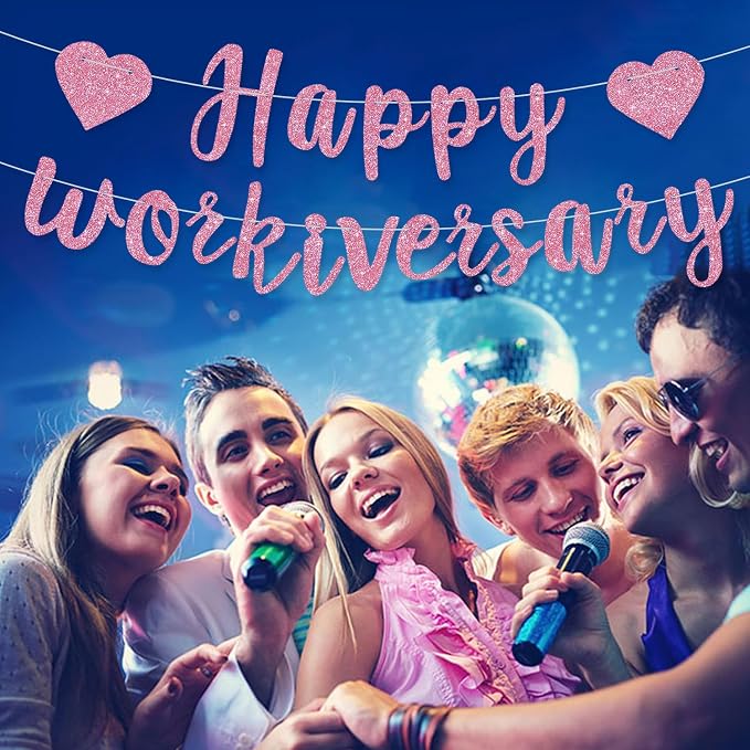 Pink Glitter Happy Workiversary Banner - Image 5