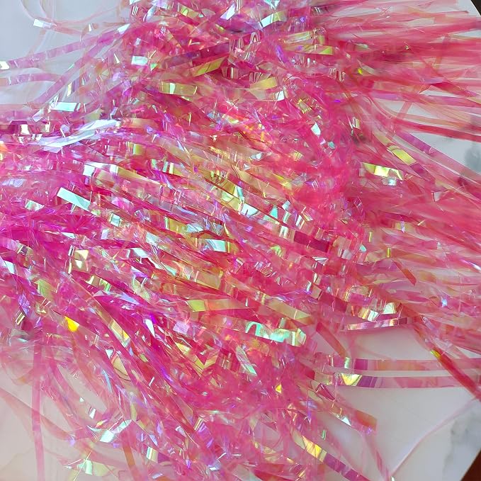 BRAVESHINE Clear Pink Streamers Party Curtain | Iridescent Fringe Backdrop | - Image 2