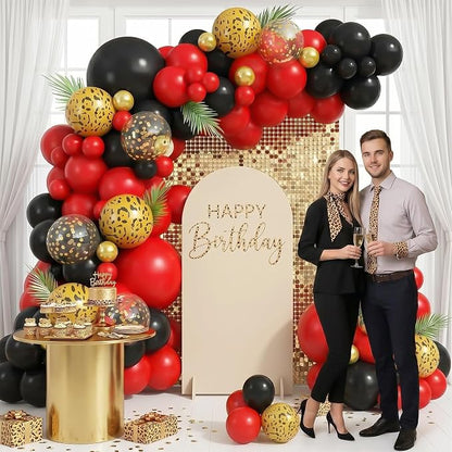 Red and Black Cheetah Print Balloons Arch Kit - Image 5