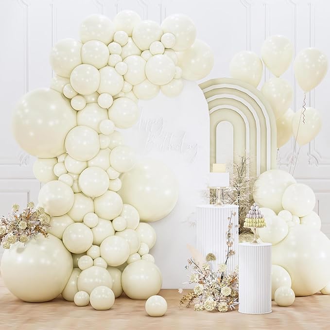 PartyWoo Beige Balloons 152pcs Cream Ivory Color 18 12 10 5 Inch | Balloons by PartyWoo