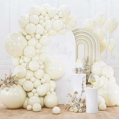 PartyWoo Beige Balloons 152pcs Cream Ivory Color 18 12 10 5 Inch | Balloons by PartyWoo