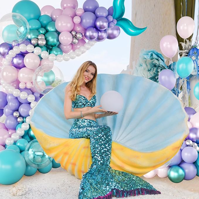 Mermaid Balloon Garland Arch Kit Baby Shower Party Decoration | 145pcs Purple - Image 3