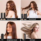 6 in 1 Hair Dryer Brush, Upgrade Detachable Blow Dryer Brush Air Styler Wrap Air Curler, Curly Twist Hot Curling Iron, Negative Ion Blow Dryer Hot Styler, Travel Hair Styling Tool