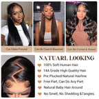 30 Inch 13x6 Lace Front Wigs Human Hair Pre Plucked Real Virgin Human Hair Wig Invisilbe Hairline Tiny Knots 230 Density Straight HD Lace Frontal Wigs 3X Longer Lifespan