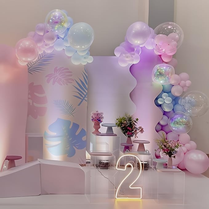 HILAVO Pink Blue Purple Balloons Arch Kit Iridesent Balloons Clear Balloon - Image 3