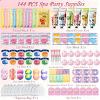 144 PCS Spa Party Supplies for Women,Spa Day Favors Essentials Include Face Masks Skincare, Lip Balm, Under Eye Patches, Foot Bath Bomb,Sleepover Party Supplies Spa Birthday Kit for Women Gift Set