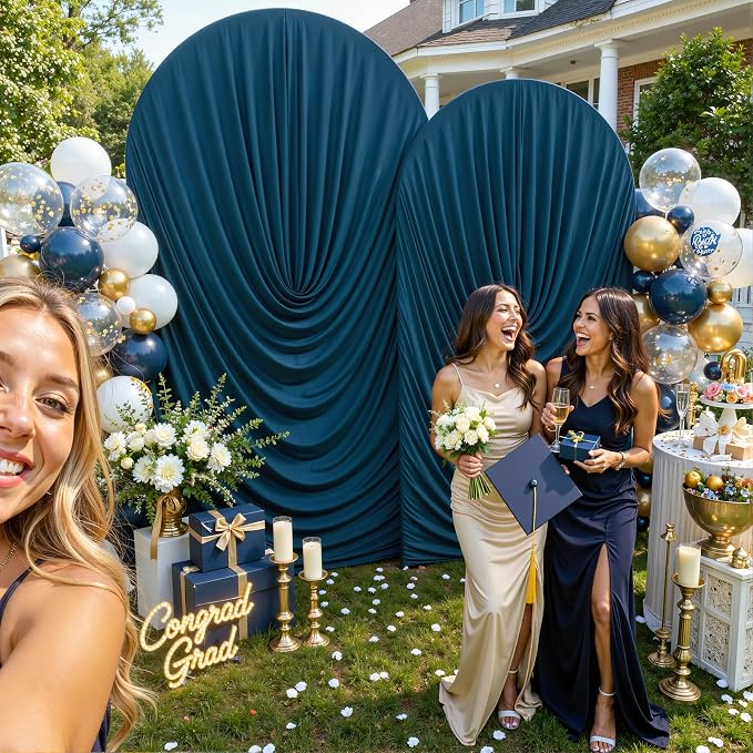 Navy Blue Wedding Arch Backdrop Cover 7.2ft and 6ft Draped Arch Covers Stretchy - Image 4
