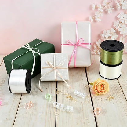 TONIFUL Cream Green Pink Curling Ribbon Balloon String Gift Wrapping | 600 - Image 3