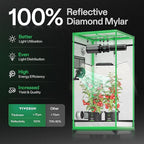 VIVOSUN S336 3x3 Grow Tent, 36"x36"x72" High Reflective Mylar with Observation Window and Floor Tray for Hydroponics Indoor Plant for VS2000/VS3000