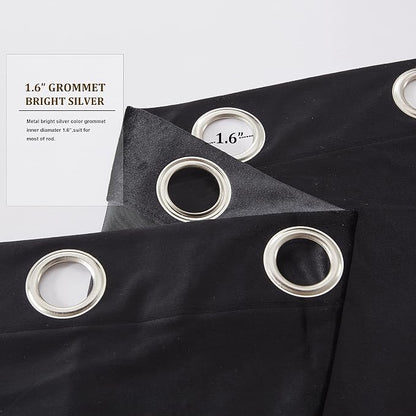 BULBUL Velvet Black Grommet Blackout Curtains 72 inch - Image 3