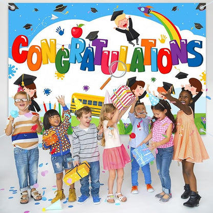 Congratulations Backdrop Banner, 6x4ft Class of 2026 Kindergarten | Grade Theme - Image 7