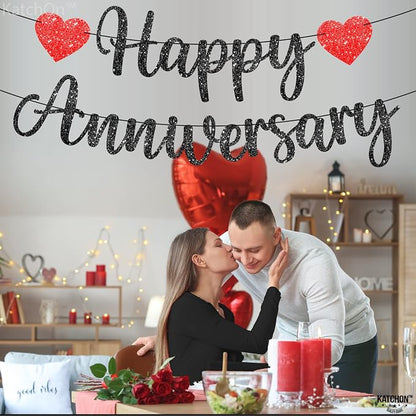 KatchOn, Glitter Black Happy Anniversary Banner - Image 9