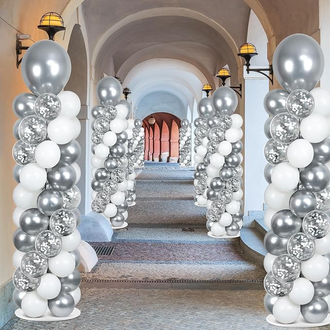 2 Sets Silver and White Balloon Column Stand Kit - Image 6