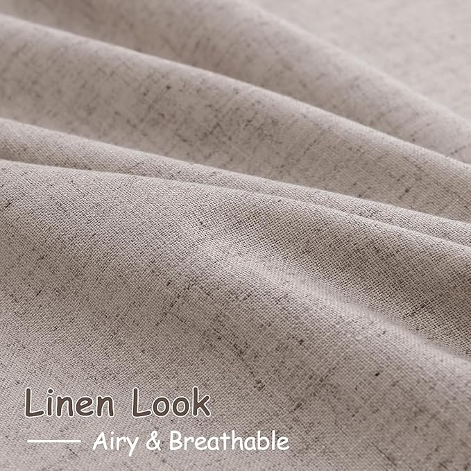 Brownish Grey Linen Curtains for Living Room 94 Inches Long Back Tab Light - Image 4