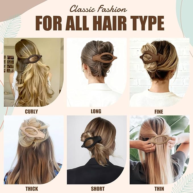 Flat Hair Clips for Women - 6 PCS French Flat Claw Clips Medium Hair Clips for Girls Large Hair Claw Clips for Thick or Thin Hair Strong Hold No Slip Hair Accessories for women (Brown)