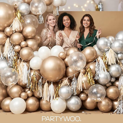 PartyWoo Metallic Gold Balloons 100pcs Chrome Gold Color 18 12 10 5 Inch | 18 - Image 5