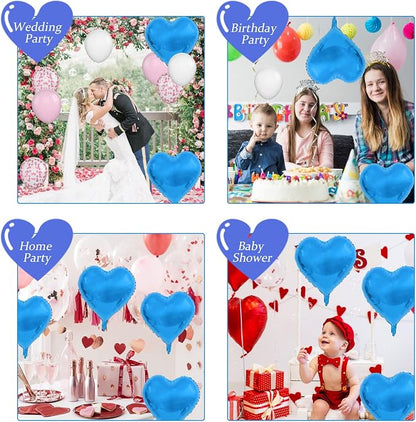 Blue Foil Heart Balloons, Boys Men, Baby Shower, Valentines, Anniversary - Image 6